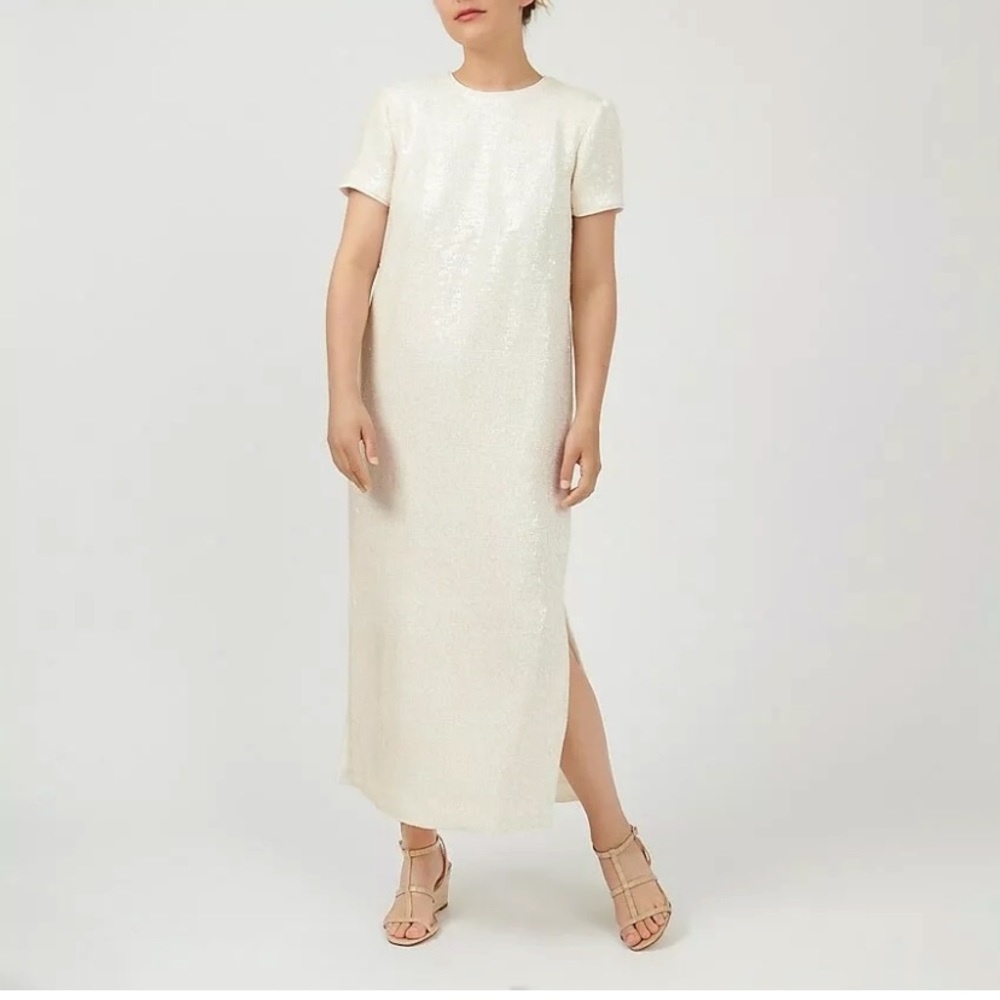 ISO J.Crew White Sequin Shift Dress!! Sz 4-6